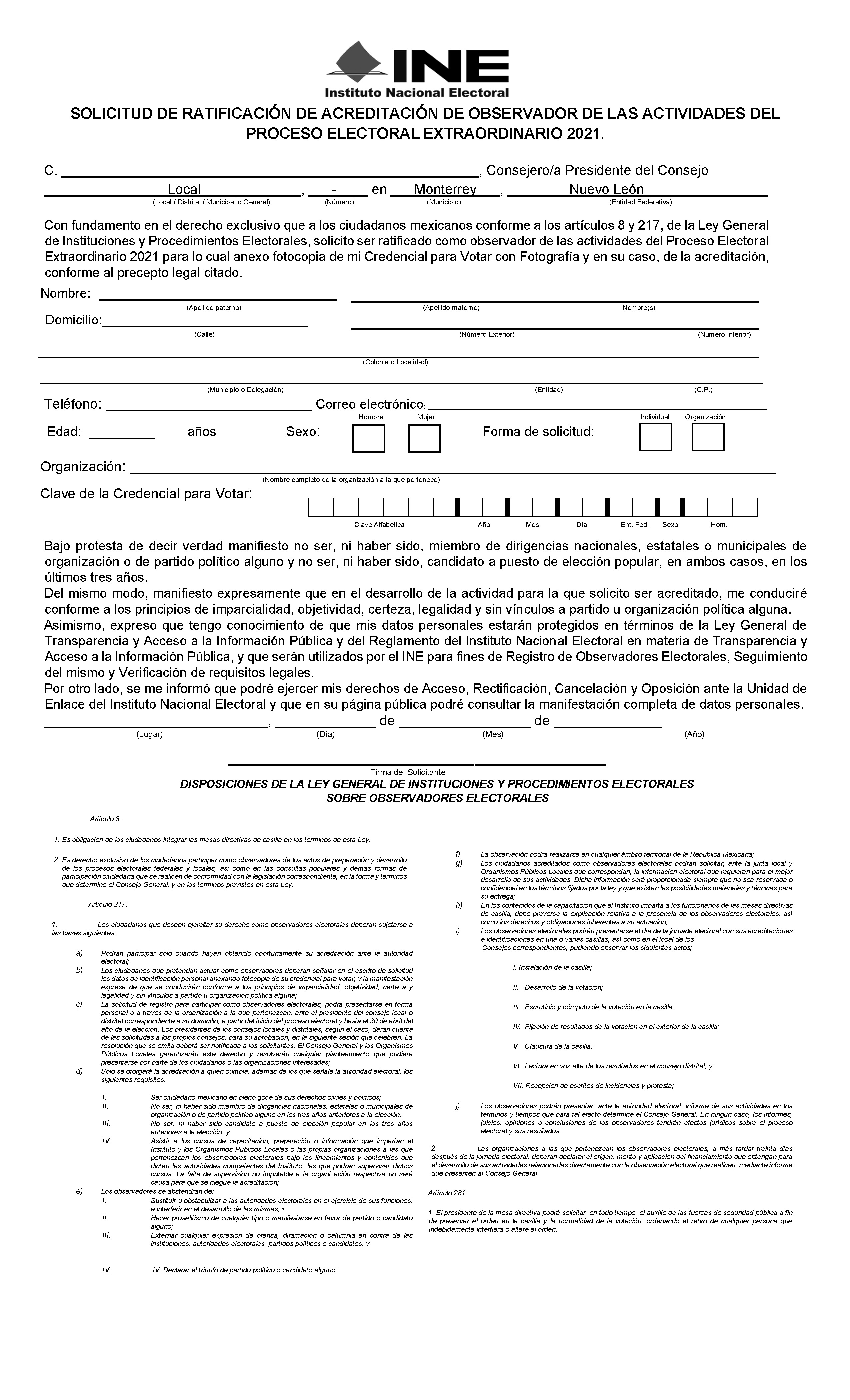 Comisi N Estatal Electoral Nuevo Le N Convocatoria Observador A Electoral